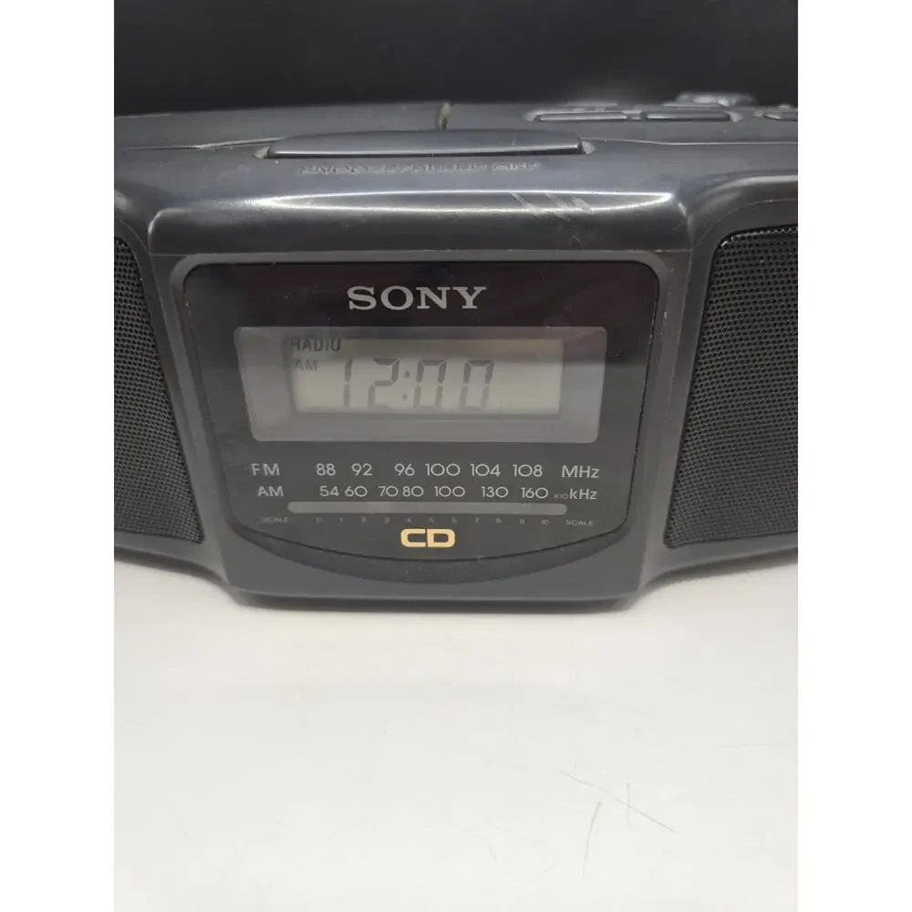 Sony ICF-CD820 AM/FM CD Clock Radio Player Alarm Space Saver Black - TESTED